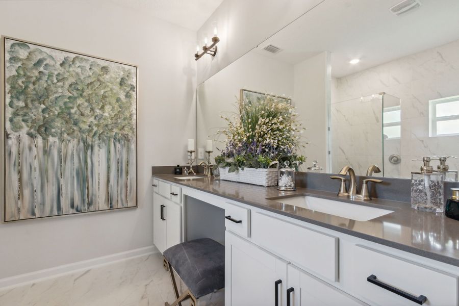 Many owner's bathrooms features double sinks and large walk-in showers