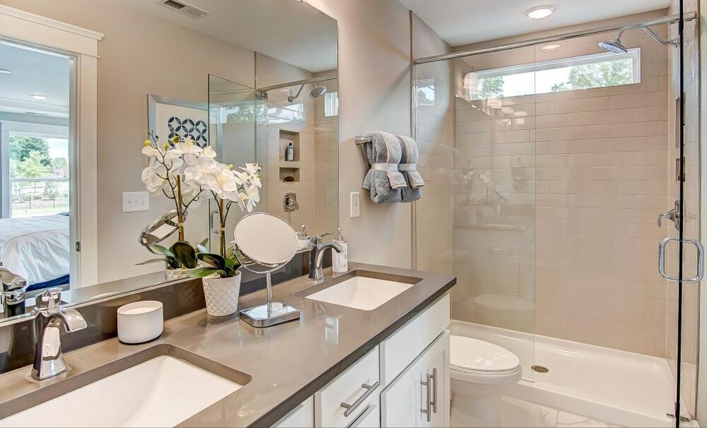 Furnished interior in a model home at Bryton Crossing Townhomes in Huntersville (Image 10). Furnished interior in a model home at Bryton Crossing Townhomes in Huntersville (Image 10).