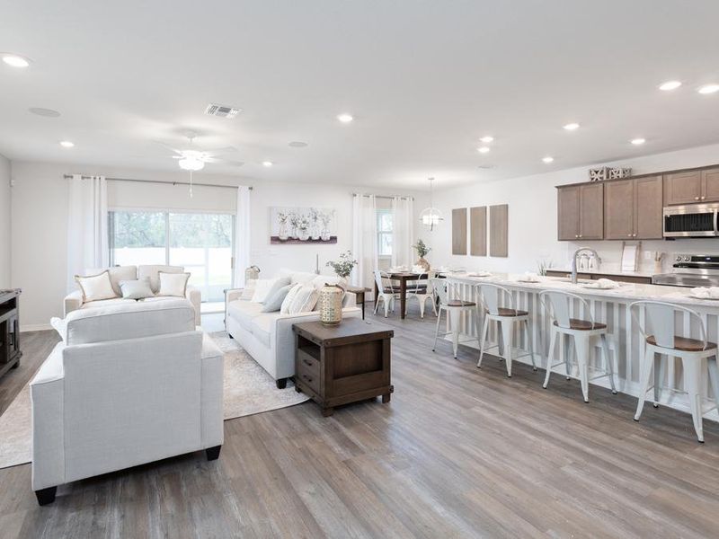 New homes at Ridgewood South include welcoming open-concept living space - Wesley ll model home in Riverview, FL