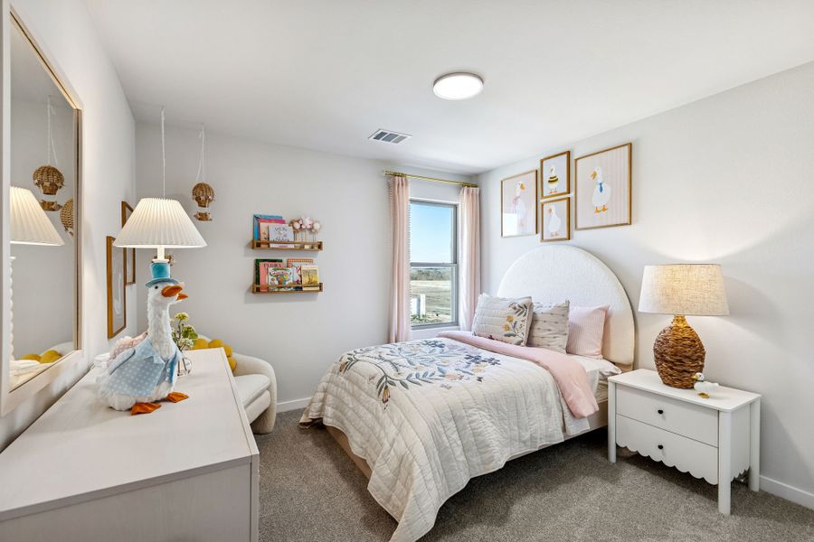 Bedroom in a Nicholson Ranch Magnolia Model Home in Lavon TX by Trophy Signature Homes