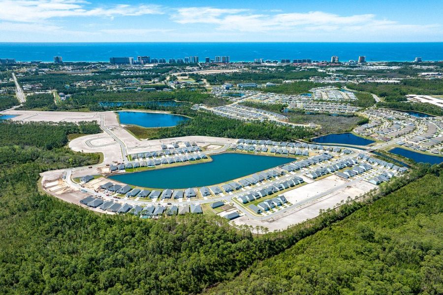 Aerial view of the Breakfast Point East community in Panama City Beach, FL, showing layout and nearby surroundings (Image 23).