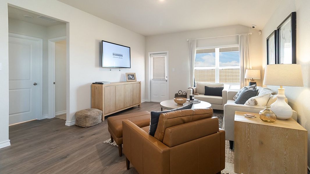 Furnished interior in a model home at High Garden in Comfort (Image 3).