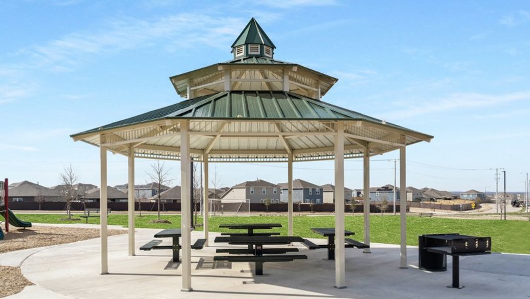 The gazebo provides wonderful shade and seating at the park.