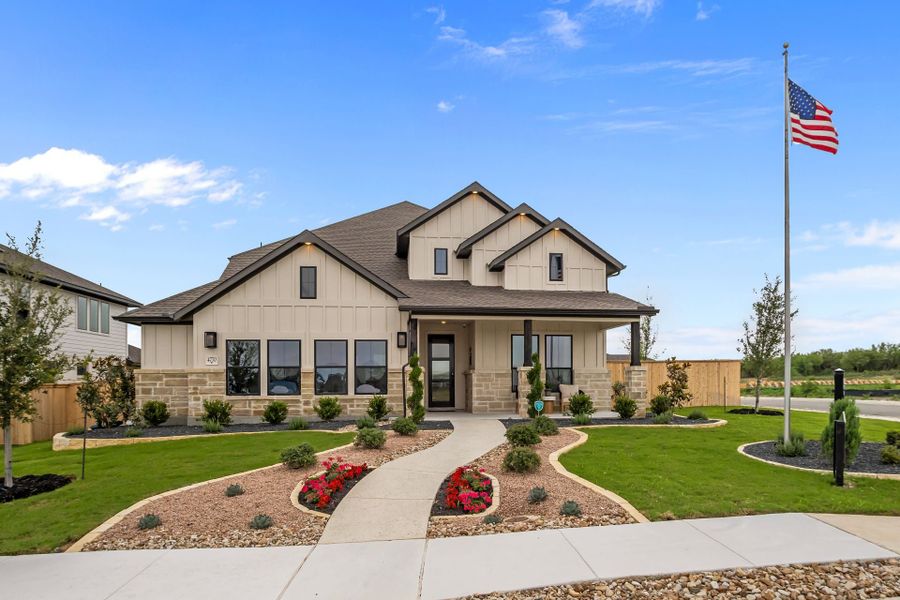 Front exterior of a home in the The Parklands community, located in Santa Clara, TX (Image 2). Front exterior of a home in the The Parklands community, located in Santa Clara, TX (Image 2).