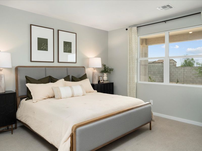 Primary Bedroom of the Lark Floorplan modeled at Mesquite Mountain Ranch