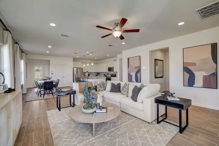 Furnished interior in a model home at Cool Water at Sonterra in Jarrell (Image 6). Furnished interior in a model home at Cool Water at Sonterra in Jarrell (Image 6).
