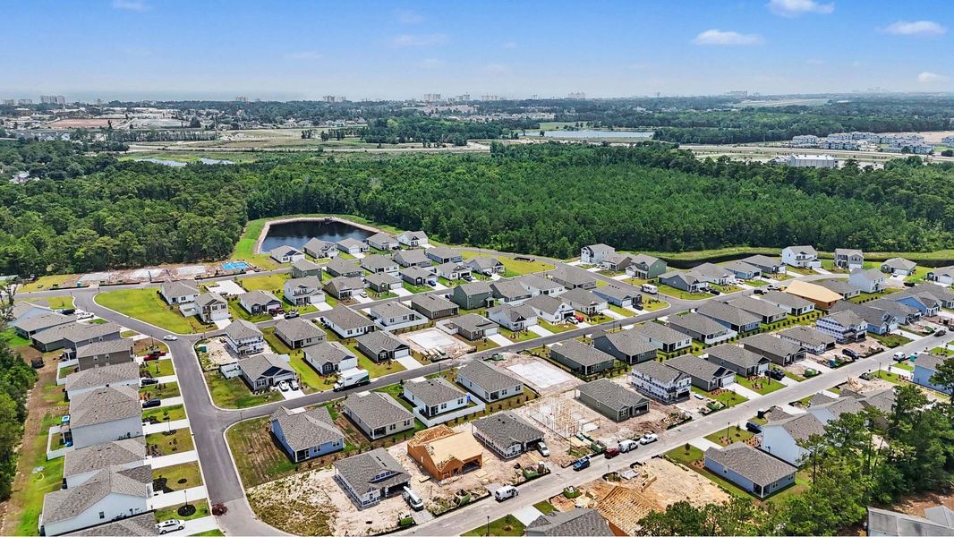 Aerial view of the Sandridge Park community in Little River, SC, showing layout and nearby surroundings (Image 10). Aerial view of the Sandridge Park community in Little River, SC, showing layout and nearby surroundings (Image 10).