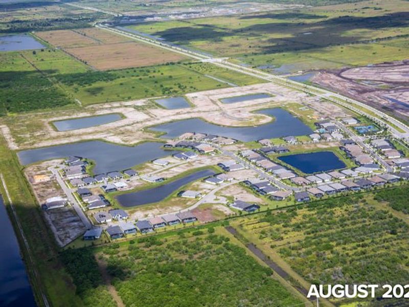 Aerial view of the BELTERRA Tradition community in Port St. Lucie, FL, showing layout and nearby surroundings (Image 15).