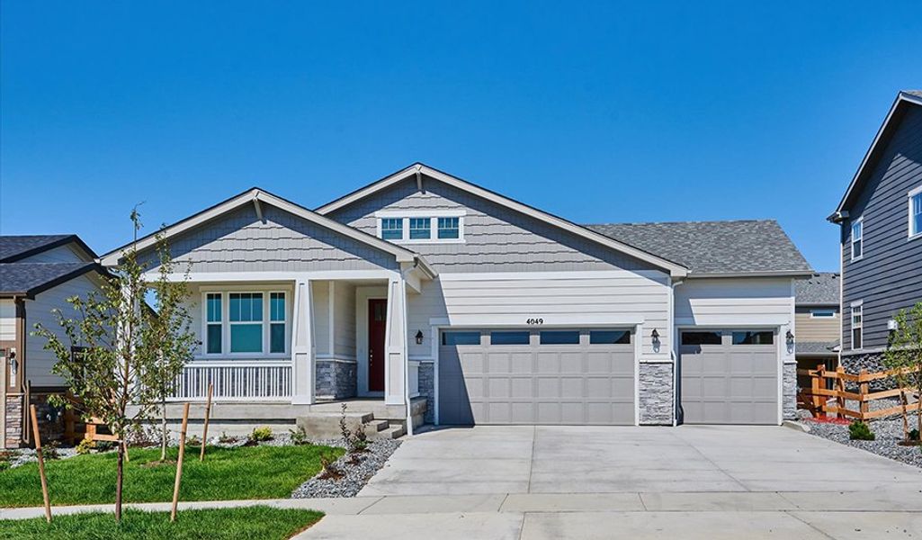 Front exterior of a home in the Daybreak at The Aurora Highlands community, located in Aurora, CO (Image 6). Front exterior of a home in the Daybreak at The Aurora Highlands community, located in Aurora, CO (Image 6).
