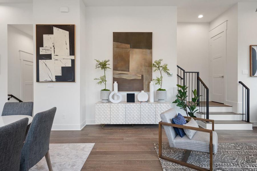 Furnished interior in a model home at Downtown Round Rock – The Depot in Round Rock (Image 4). Furnished interior in a model home at Downtown Round Rock – The Depot in Round Rock (Image 4).