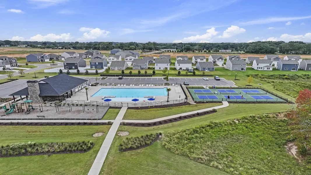 Aerial view of the Durbin Meadows community in Fountain Inn, SC, showing layout and nearby surroundings (Image 1). Aerial view of the Durbin Meadows community in Fountain Inn, SC, showing layout and nearby surroundings (Image 1).