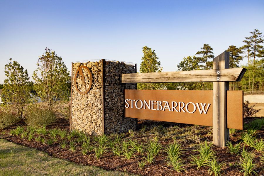 Entrance to the Stonebarrow community in Lillington, NC, featuring signage and landscaping (Image 1). Entrance to the Stonebarrow community in Lillington, NC, featuring signage and landscaping (Image 1).