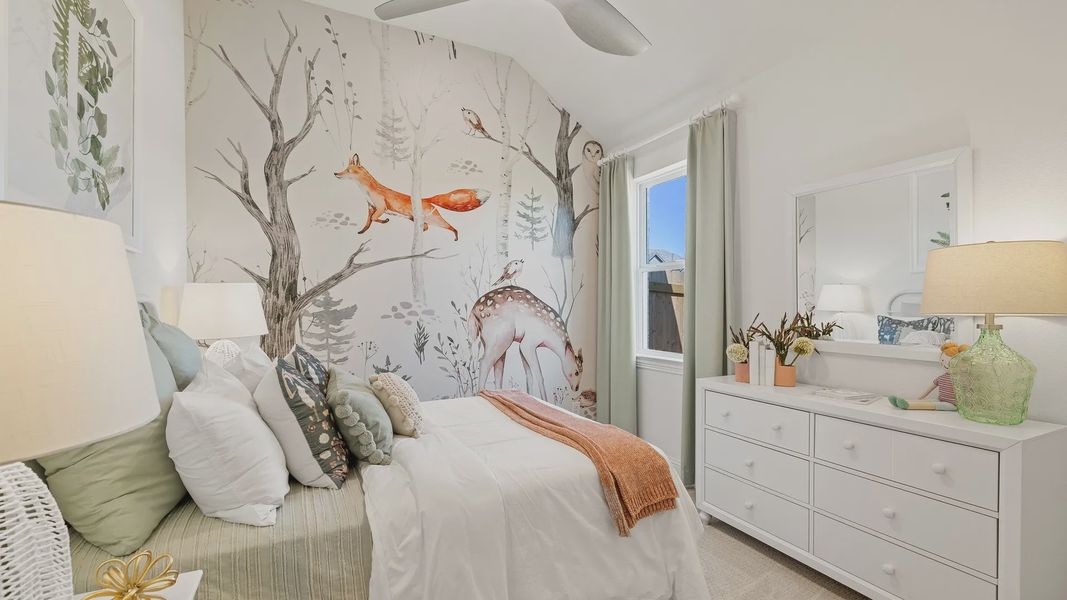 Experience elegant whimsy with a stunning fox mural and chic accents in Southern Pointe.