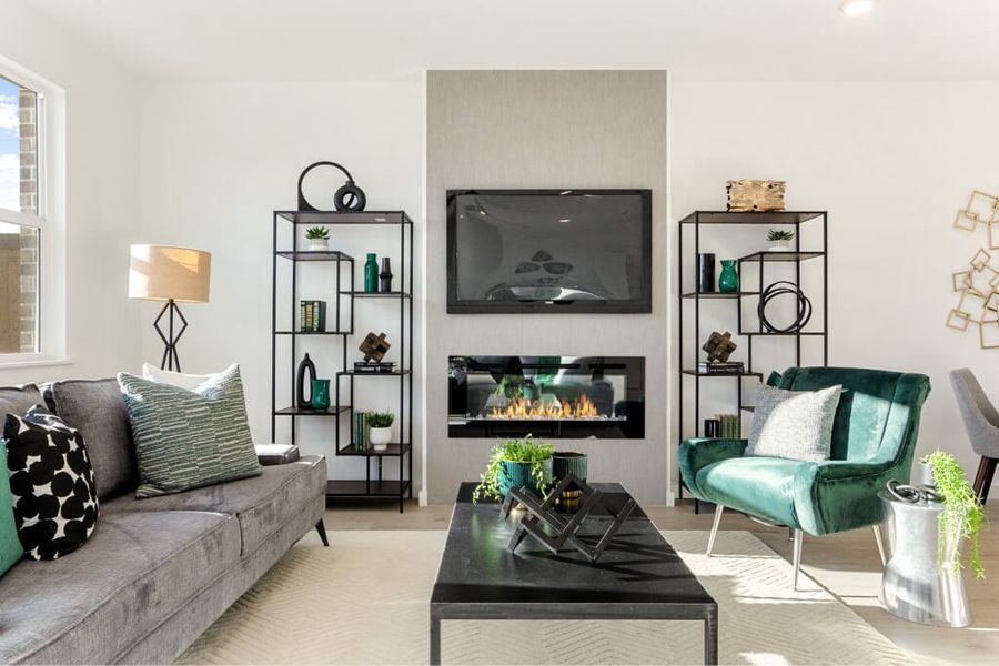 Furnished interior in a model home at Woodbridge Townhomes in Wylie (Image 12).