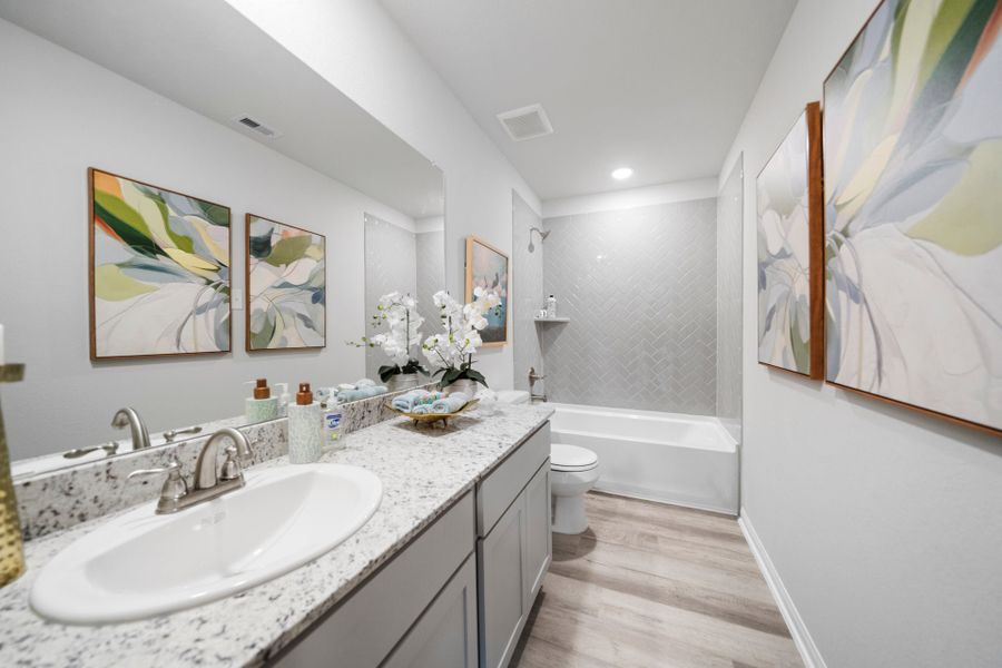 Furnished interior in a model home at Bluebonnet Village in Bellville (Image 26).