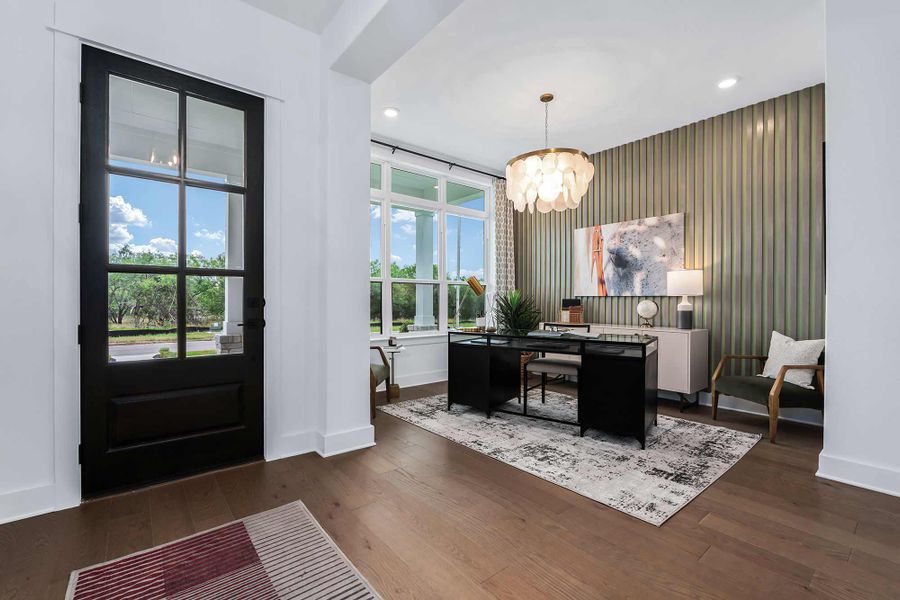 Furnished interior in a model home at Caliterra in Dripping Springs (Image 8). Furnished interior in a model home at Caliterra in Dripping Springs (Image 8).