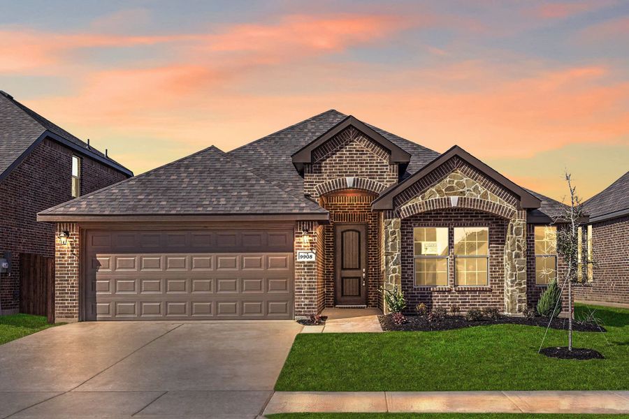 Elevation C with Stone | Concept 1730 at Hulen Trails in Fort Worth, TX by Landsea Homes