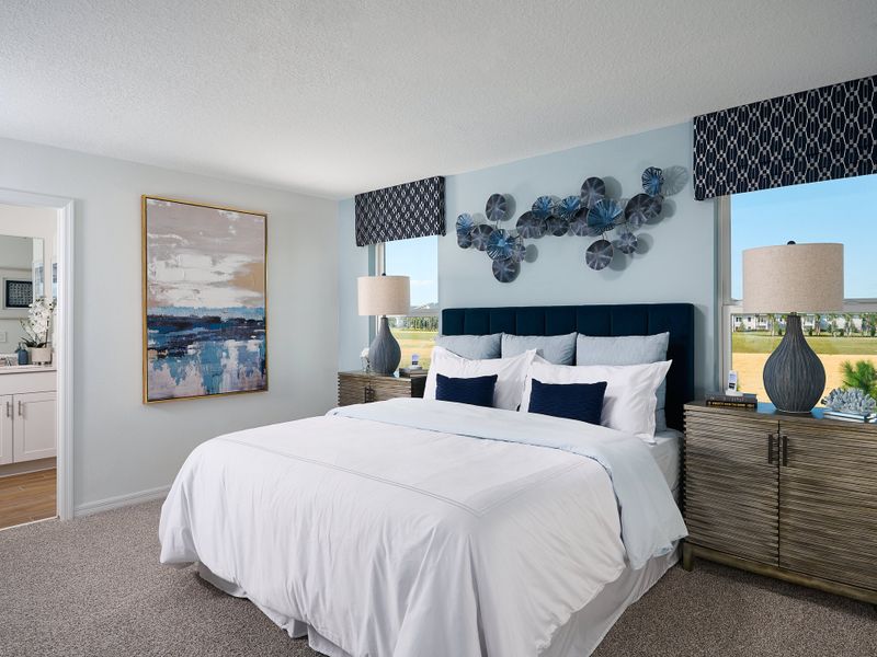 Primary bedroom in the Oakville model at Cagan Crossings West