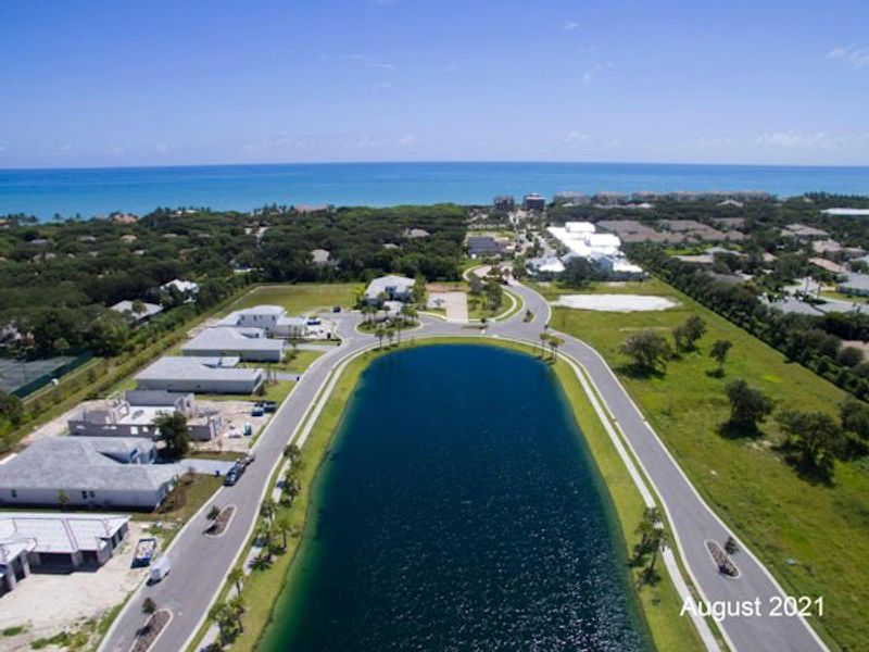 Aerial view of the The Strand community in Vero Beach, FL, showing layout and nearby surroundings (Image 45).