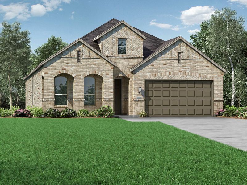 Front exterior of a home in the La Cima: 50ft. lots - (A) community, located in San Marcos, TX (Image 17).