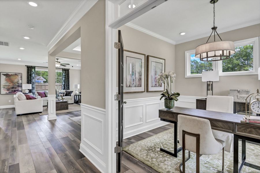 Furnished interior in a model home at Hadleigh Park in Lexington (Image 3). Furnished interior in a model home at Hadleigh Park in Lexington (Image 3).