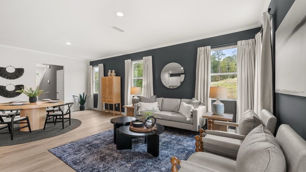 Furnished interior in a model home at Sheffield Highlands in Dallas (Image 24).