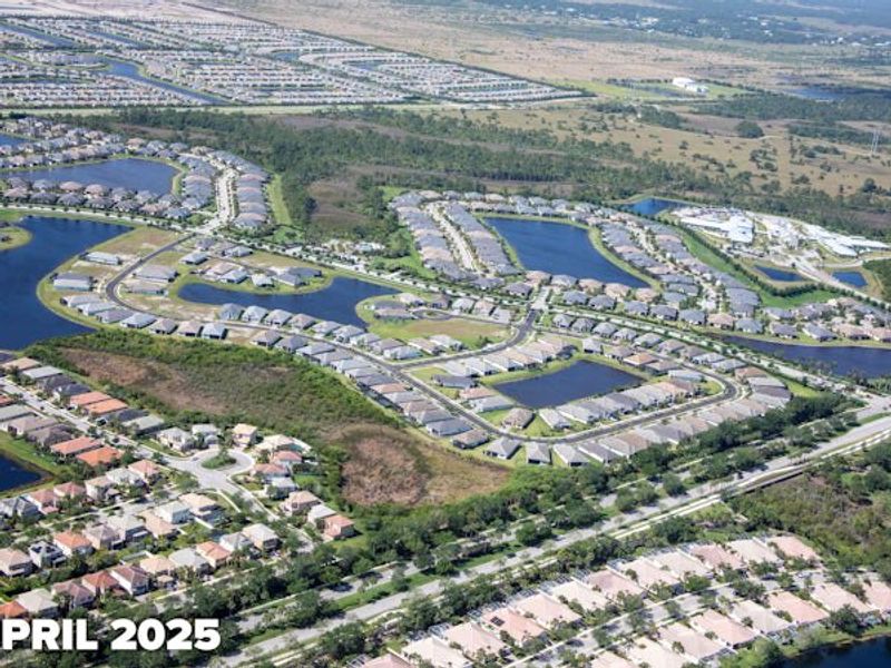Aerial view of the Lake Park at Tradition community in Port St. Lucie, FL, showing layout and nearby surroundings (Image 17).