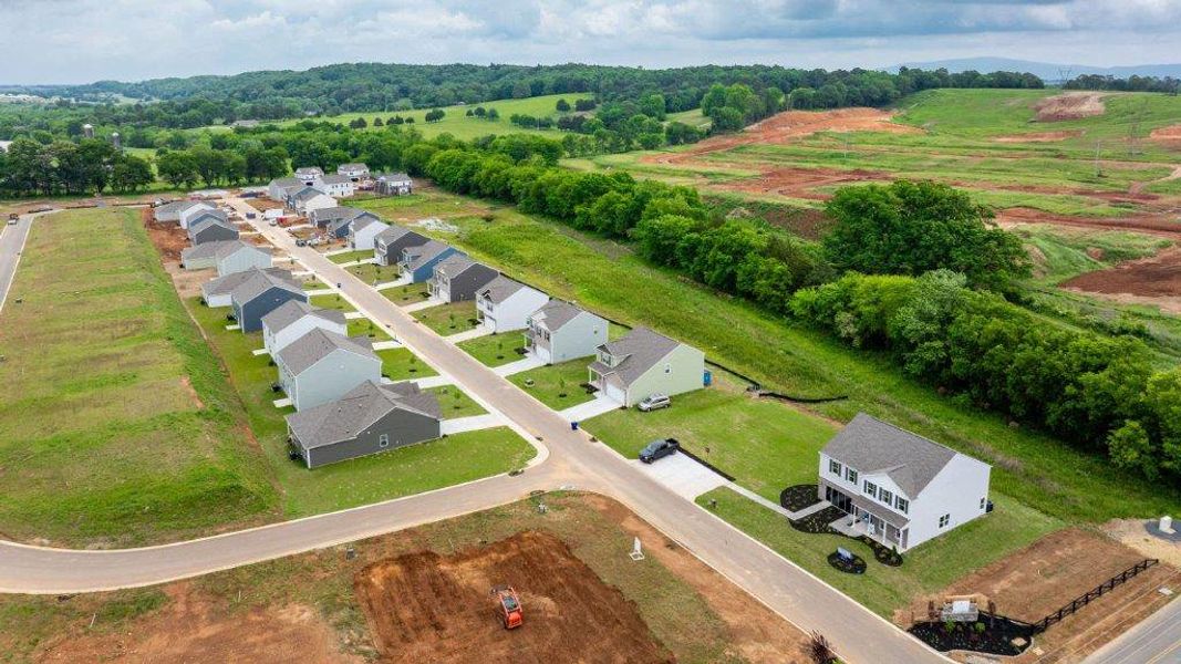 Aerial view of the Lone Oaks Farm community in Cleveland, TN, showing layout and nearby surroundings (Image 11). Aerial view of the Lone Oaks Farm community in Cleveland, TN, showing layout and nearby surroundings (Image 11).