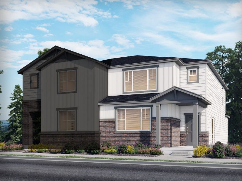 Front exterior of a home in the York Station community, located in Thornton, CO (Image 5).