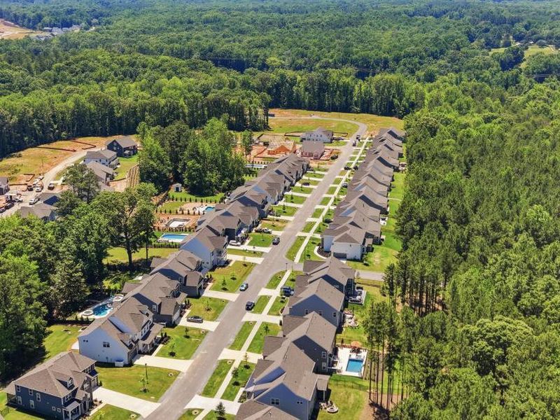 Aerial view of the Rone Creek community in Waxhaw, NC, showing layout and nearby surroundings (Image 10). Aerial view of the Rone Creek community in Waxhaw, NC, showing layout and nearby surroundings (Image 10).