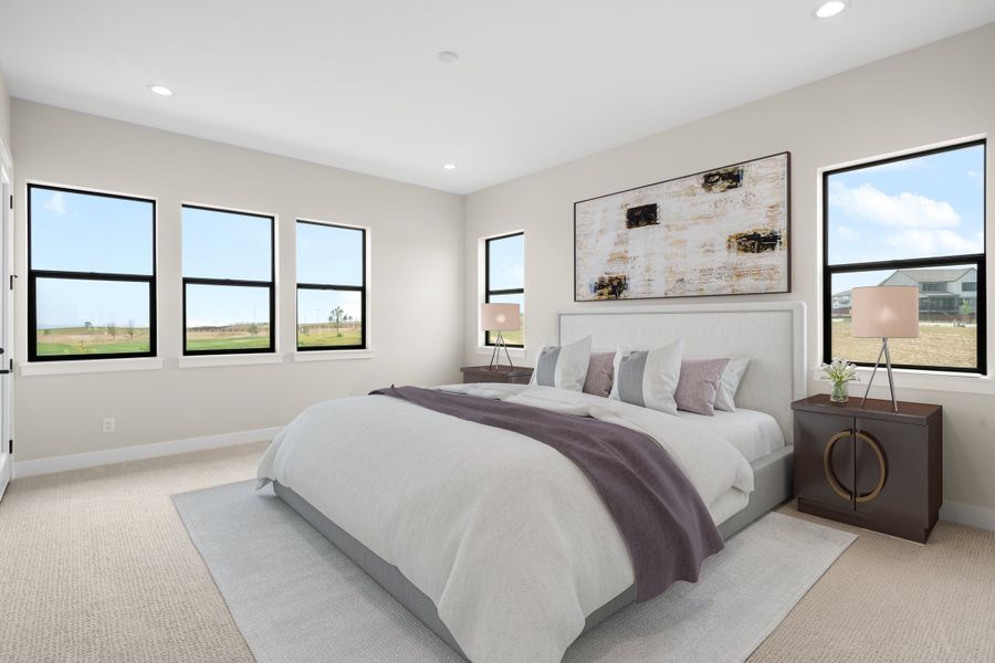 Furnished interior in a model home at The Fairways at RainDance in Windsor (Image 10).