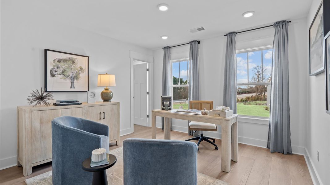 Memorable workspace with hardwood floors, modern finishes, and exceptional light and flow located at Hinson Farm Memorable workspace with hardwood floors, modern finishes, and exceptional light and flow located at Hinson Farm