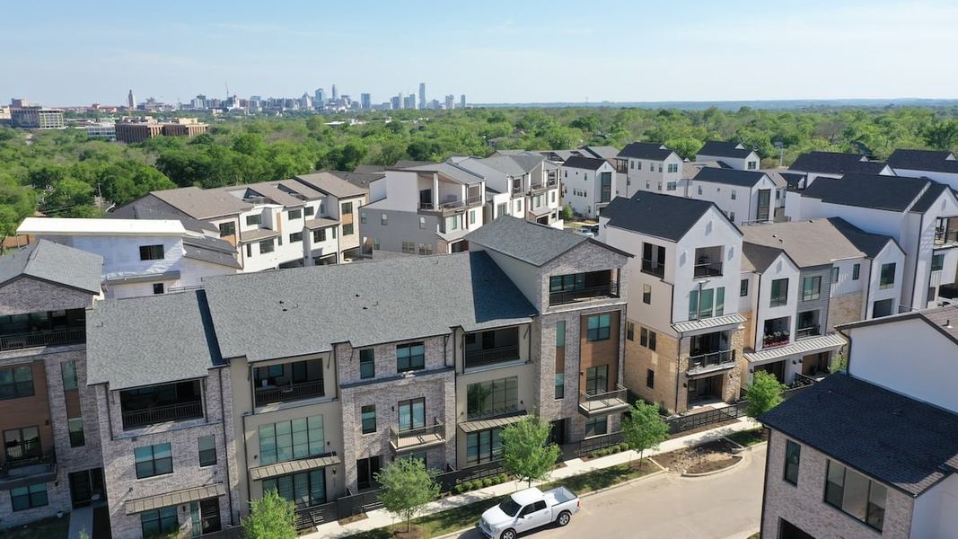 Aerial view of the The Grove At Shoal Creek community in Austin, TX, showing layout and nearby surroundings (Image 16).