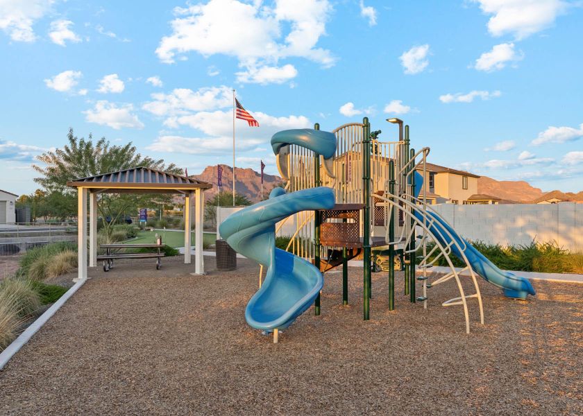 A playground with a slide. A playground with a slide.