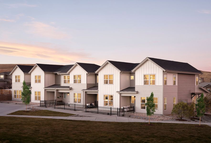 Front exterior of a home in the Candelas Townhomes community, located in Arvada, CO (Image 3).