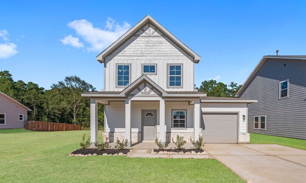 Front exterior of a home in the Lake Conroe Village community, located in Montgomery, TX (Image 2). Front exterior of a home in the Lake Conroe Village community, located in Montgomery, TX (Image 2).