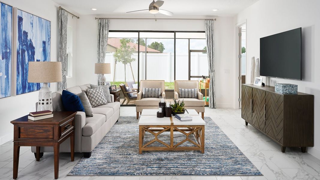Furnished interior in a model home at Leela Reserve Paired Villas in Tavares (Image 10). Furnished interior in a model home at Leela Reserve Paired Villas in Tavares (Image 10).