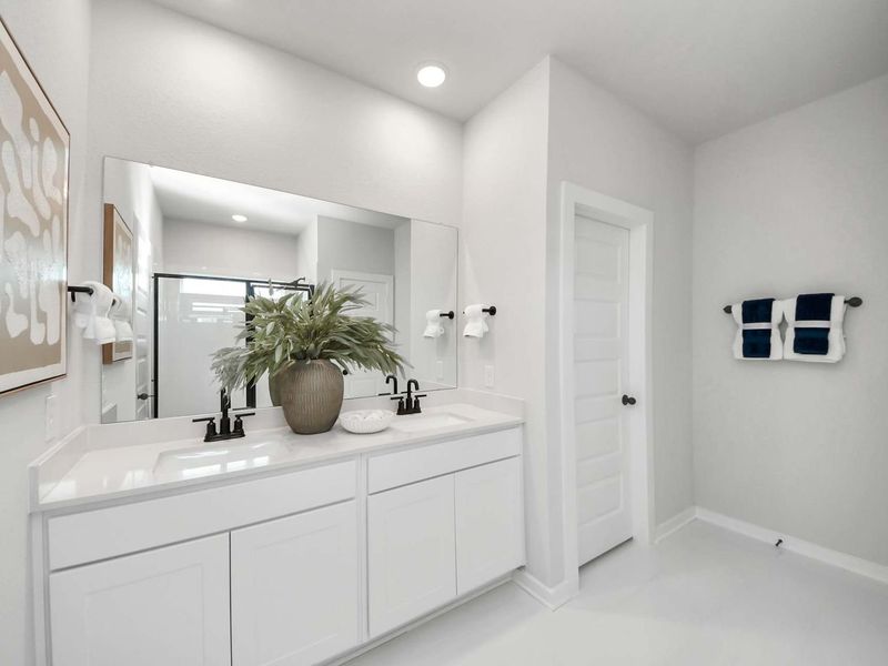 Furnished interior in a model home at Enclave at Newport in Crosby (Image 39).
