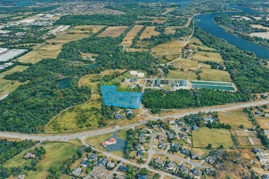 Aerial view of a large area. Aerial view of a large area.