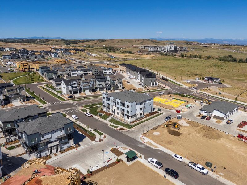 Aerial view of the Lyric at RidgeGate community in Lone Tree, CO, showing layout and nearby surroundings (Image 1).