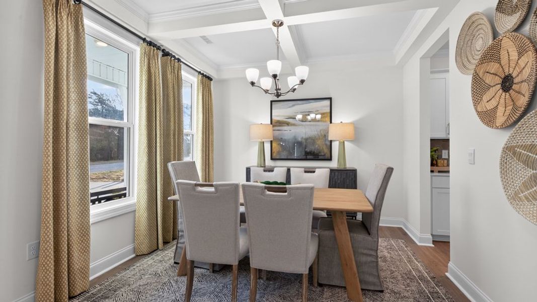 Furnished interior in a model home at The Grove at Winston Pointe in Clayton (Image 35).