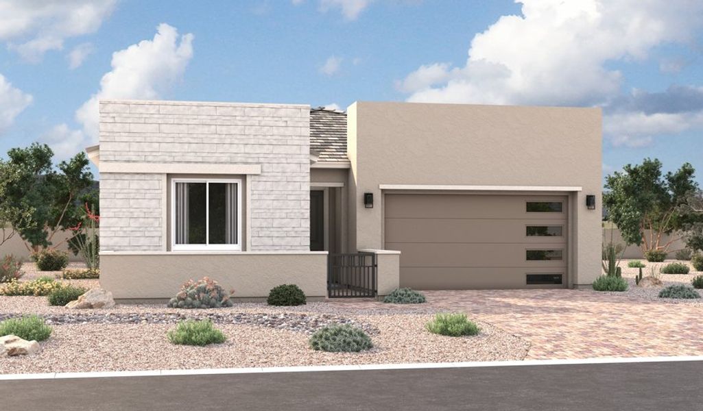 Front exterior of a home in the Portfolio at Avion community, located in Goodyear, AZ (Image 3).