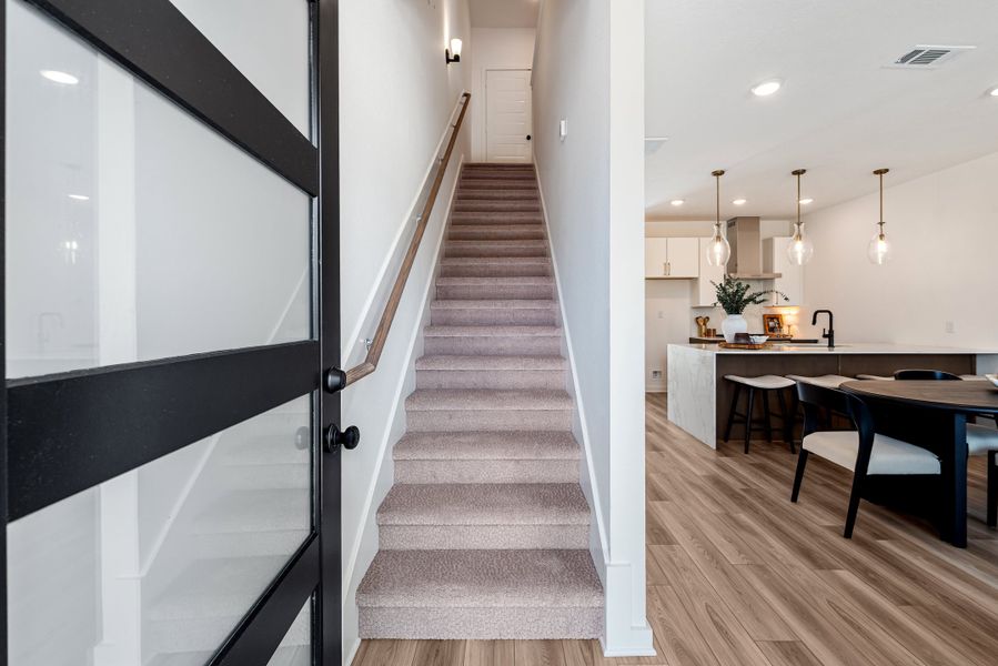 Furnished interior in a model home at Midtown Townhomes in College Station (Image 2). Furnished interior in a model home at Midtown Townhomes in College Station (Image 2).