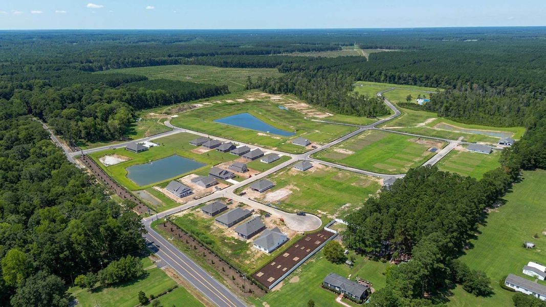 Aerial view of the Evington Place community in Longs, SC, showing layout and nearby surroundings (Image 13).