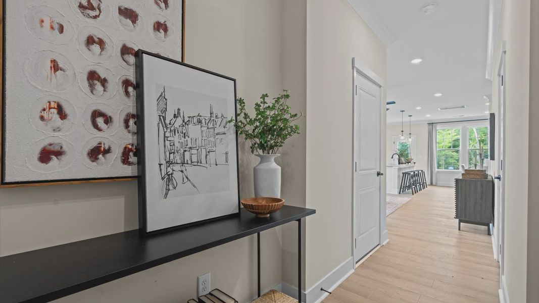 Furnished interior in a model home at North First Street Townes in Mebane (Image 3).