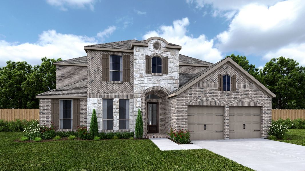 Front exterior of a home in the Santa Rita Ranch - Eldorado community, located in Liberty Hill, TX (Image 2). Front exterior of a home in the Santa Rita Ranch - Eldorado community, located in Liberty Hill, TX (Image 2).