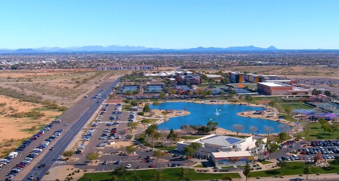 Aerial view of the Mesquite Mountain Ranch at Frontera community in Surprise, AZ, showing layout and nearby surroundings (Image 13).