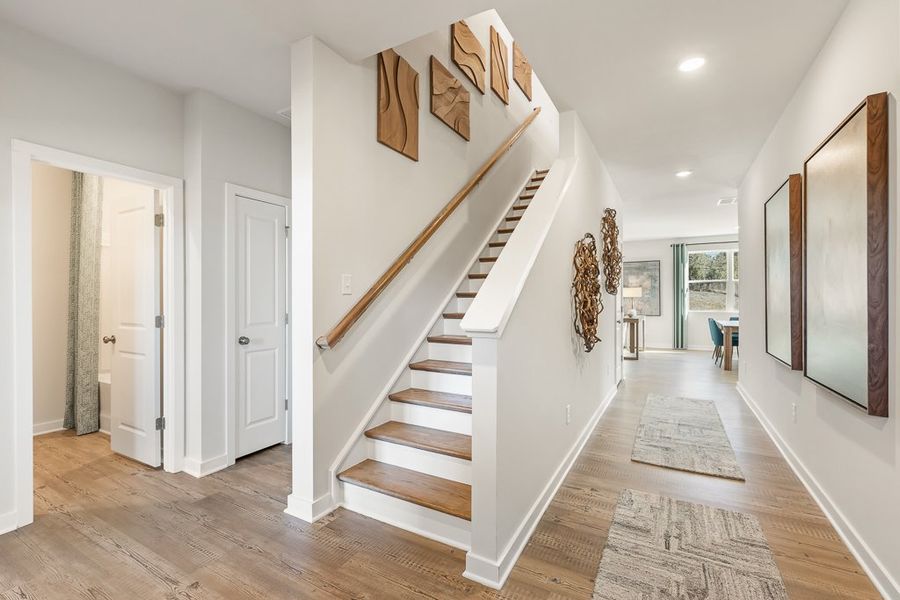 A staircase in a house. A staircase in a house.