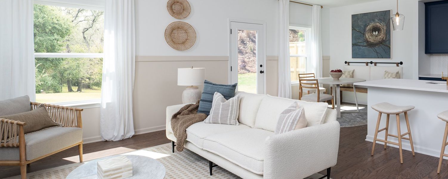 Furnished interior in a model home at Eastlyn Crossing - Townhomes in Flowery Branch (Image 14). Furnished interior in a model home at Eastlyn Crossing - Townhomes in Flowery Branch (Image 14).