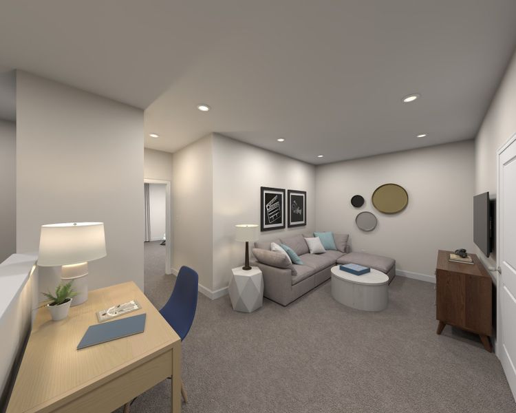 Furnished interior in a model home at Crossrail Station in Mooresville (Image 10).